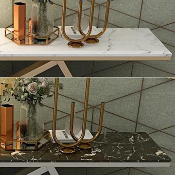 47.2" Rectangular Gold Console Table Marble Top Entryrway Table